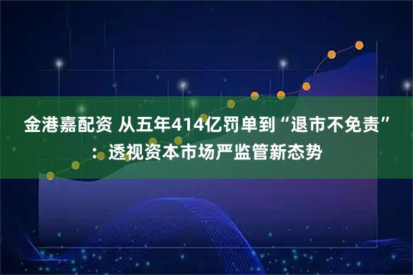 金港嘉配资 从五年414亿罚单到“退市不免责”：透视资本市场严监管新态势